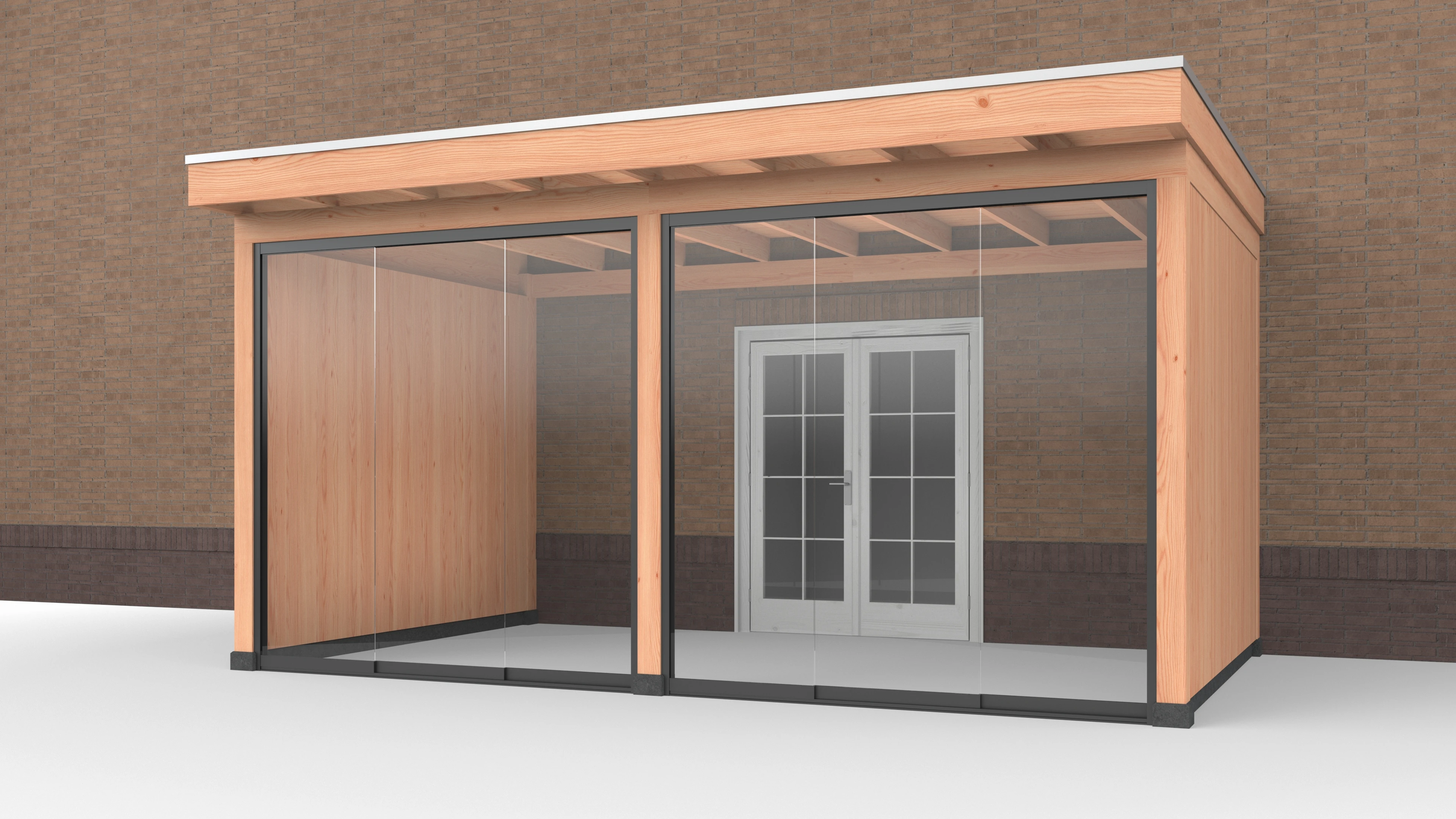 Douglas Buitenverblijf aan huis, 500 x 300, met twee zijwanden en glazen schuifwand, Westwood - Afbeelding 1